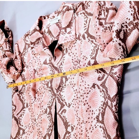 KAY UNGER Dress Blazer Suit Set, Pink Black 100% Silk Snakeskin Pattern Career 8 - Picture 11 of 15